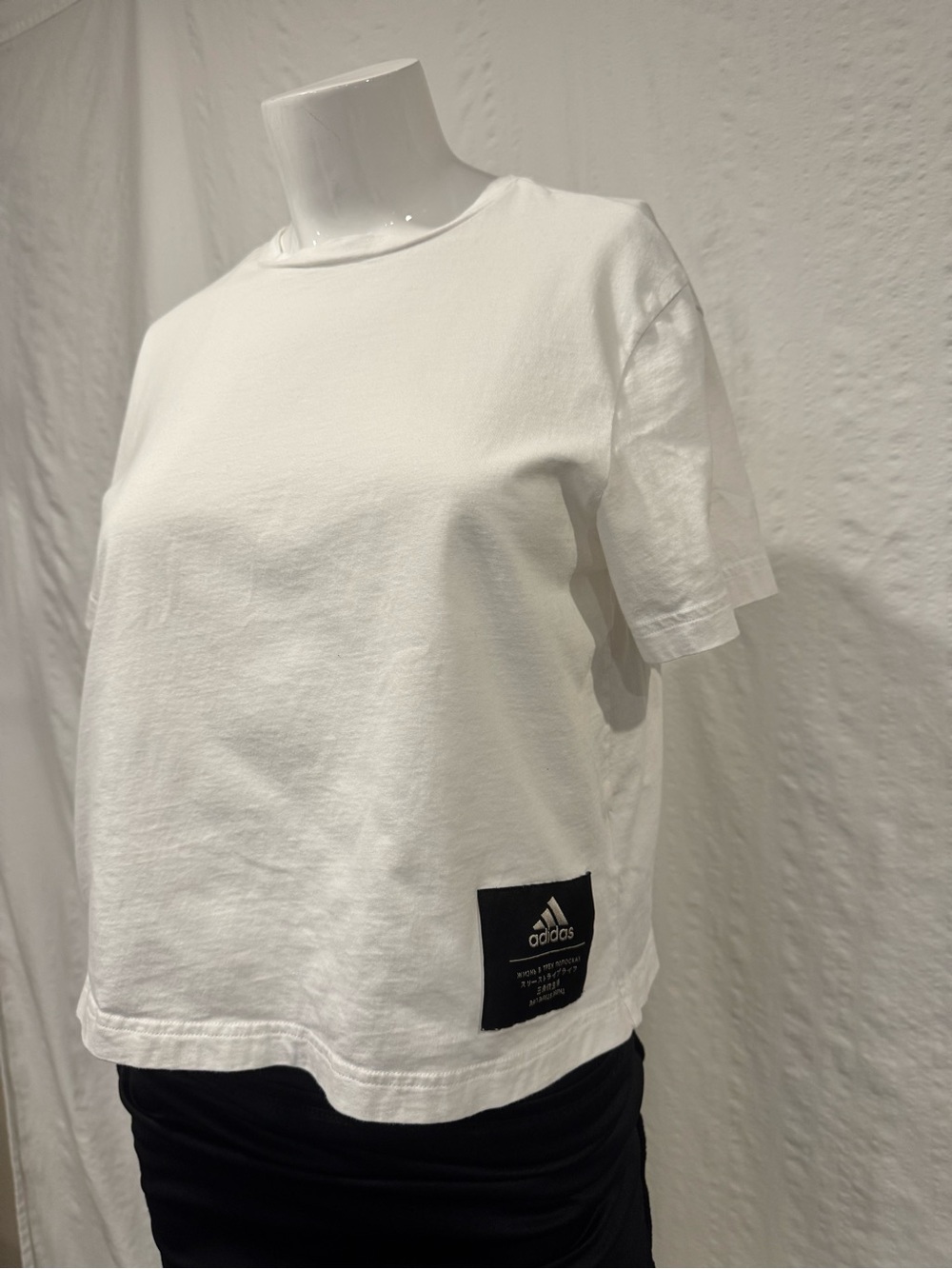 Adidas White Cropped Boxy Tee XS Minimalist Streetwear Top